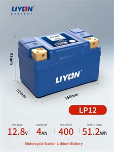Batterie de démarrage Li-ion Liyon pour moto/moto tout-terrain 4AH 400A – Remplacement/amélioration pour <span class=keywords><strong>YTX</strong></span> <span class=keywords><strong>7</strong></span>/9/12-BS - Product Image 1