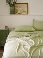 Ensemble de housse de couette 4 pièces en bambou tissé 100% pur, motif uni, 300 fils, garni de laine, toutes saisons, personnalisable, moderne