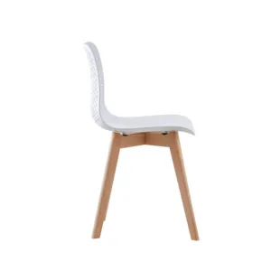 Sedia da Pranzo Moderna e Confortevole <span class=keywords><strong>in</strong></span> Polipropilene Bianco <span class=keywords><strong>con</strong></span> Gambe <span class=keywords><strong>in</strong></span> <span class=keywords><strong>Legno</strong></span> - Product Image 2