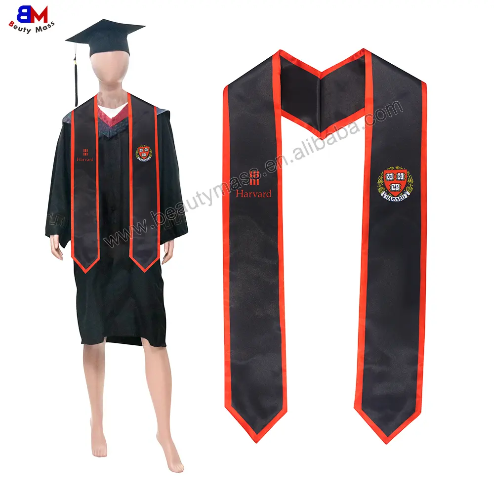 High Quality Personalized Satin Fabric Logo Printed Judge Costume Custom Luxury Graduation Stole Scarf