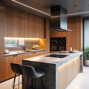 Armoires de cuisine modulaires modernes en bois de chêne sur mesure pour appartements et villas - Product Image 2