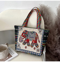 Sac fourre-tout brodé style ethnique tendance 2025 – Petit sac à bandoulière artistique et raffiné pour femme – Sac en toile simple pour femme