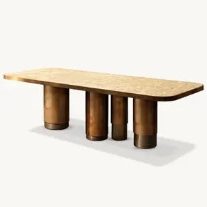 Lüks yemek odası mobilyası el yapımı dikdörtgen yemek masası Villa masası fabrika doğrudan satış özelleştirilebilir