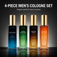 Coffret Cadeau de Parfums pour Hommes en Gros – Quatre Senteurs Boisées Fraîches Différentes – Kit de Voyage en Format Spray avec Emballage Personnalisé