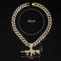 Collier pendentif mitraillette M4A1 hip-hop européen et américain avec chaîne cubaine en alliage