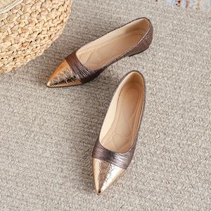 Ballerine piatte Patchwork a pieghe retrò <span class=keywords><strong>da</strong></span> donna comode scarpe Slip-On soletta piatta a punta chiusa per scarpe eleganti Casual - Product Image 2