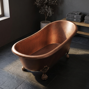 Baignoire autoportante ovale en cuivre antique avec pieds de chaise, bain de luxe pour spa intérieur, pour maison et hôtel - Indian Home Crafts - Product Image 3