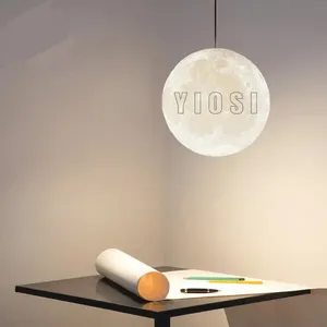 Design artistique moderne, décoration de Surface de lune, luminaires suspendus, lustre en albâtre pour le bureau et le salon