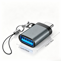 Adaptateur OTG portable de type C, convertisseur de transfert de données USB3.0 5Gbps avec porte-clés en alliage d'aluminium pour smartphone, tablette, ordinateur portable