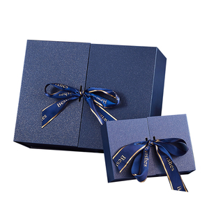 custom logo luxury black ribbon magnetic gift box for Party