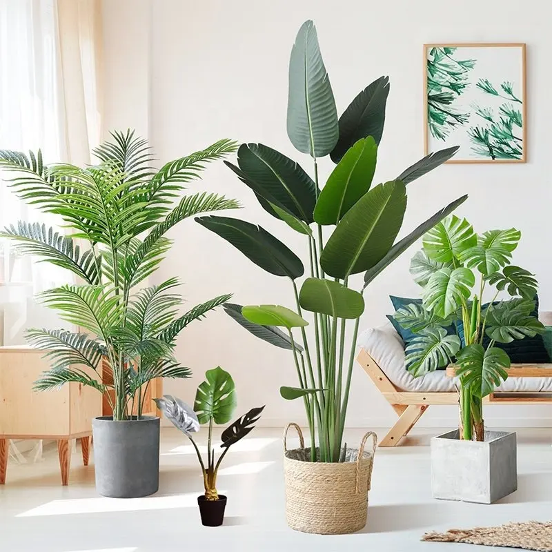 Simulation Palm Tree Artificial Plant Ficus Lyrata Dypsis Lutescens Artificial Banana Tree Tropical Artificial Tree