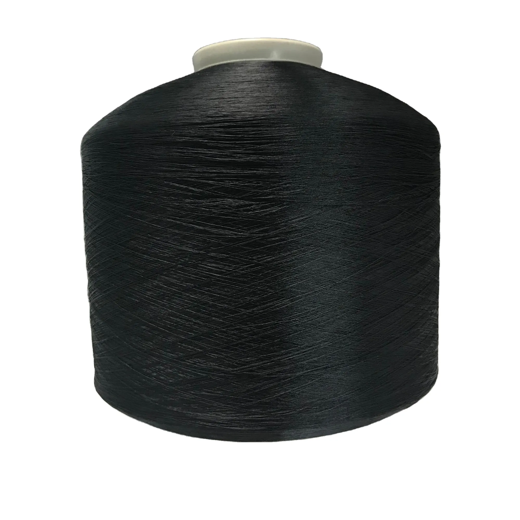 DTY filament RECYCLED POLYESTER dope dyed Black WITH 120tpm twisted yarns for fibre