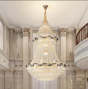 Nouvel arrivage de lustres suspendus lumières escalier d'hôtel hall d'hôtel led luxe k9 cristal grand lustre - Product Image 2