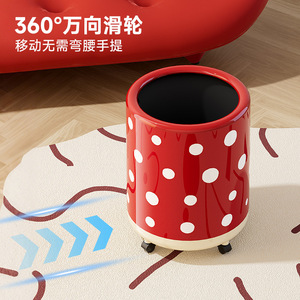 Poubelle à double couche cylindrique avec roulettes pour usage domestique intérieur, salon, salle de bain - Product Image 3