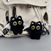 Porte-clés Noir Amusant Chaton Diable Adorable, Pendentifs pour Fête et Halloween, Décoration de Sac, Cadeau pour Couple