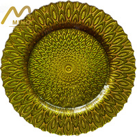Assiette de présentation ronde en verre gravé motif plumes de luxe 33 cm – Vente en gros pour la maison, les fêtes, les événements, les gâteaux et la décoration de table