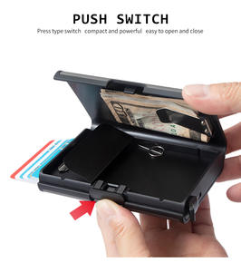 Porte-cartes de crédit Rfid hommes porte-monnaie minimaliste Pop Up porte-cartes en métal porte-cartes d'identité - Product Image 4