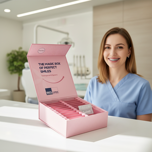 Boîte d'emballage personnalisée en carton rigide pour aligneurs dentaires à 24 étapes, boîte en papier pour gouttières dentaires, boîte magnétique avec pochette - Product Image 6