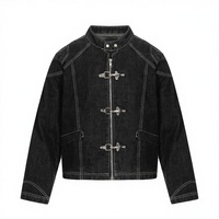 Veste Homme Motif Cœur Style Américain Rétro Automne Hiver Streetwear Haut de Gamme Délavée avec Boucle Originale