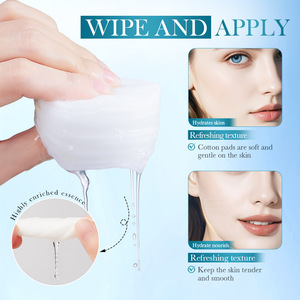 Tampons hydratants en coton à l'acide hyaluronique et à l'<span class=keywords><strong>aloe</strong></span> <span class=keywords><strong>vera</strong></span>, apaisants pour peaux sèches, tampons d'essence faciale humides pour une <span class=keywords><strong>peau</strong></span> lisse et repulpée - Product Image 2