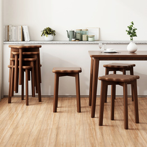 Solid <b>Wood</b> <b>Stool</b> Stackable Round Home Use Chinese Style Low <b>Stool</b> - Product Image 2