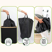 Panier de rangement à couvercle en bambou Bac de recyclage pliable pour bouteilles Déchets et cuisine Organisation de la maison