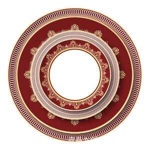 European-style Red Bone China Plate Set Coffee Set Cup Plate Set - Product Image 1