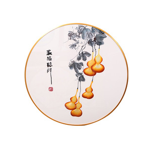 Décoration murale en forme de gourde brodée de Suzhou, motif floral, produit fini pour la décoration de la maison - Product Image 3