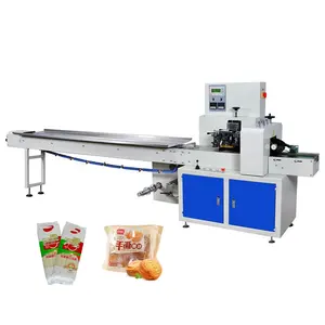 Multi function food film wrapping machine automatic hardware bread biscuit fruit vegetable horizontal pillow packing machine