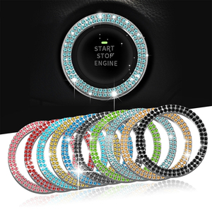 Car Bling <strong>Crystal</strong> Rhinestone Engine Start Ring Decals Car Push Start Button Cover Sticker Key Ignition <strong>Knob</strong> Bling Ring - Product Image 2