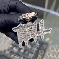 925 Argent VVS Moissanite Deux Tons Couleur Personnalisé Reine Couronne Lettre Pendentif Hip Hop Rappeur Bijoux Moissanite Initiales Pendentif