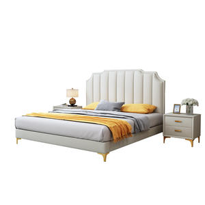 Lit rembourré moderne de style italien, taille double 1,8 m, couleur crème, meubles de chambre à coucher - Product Image 5