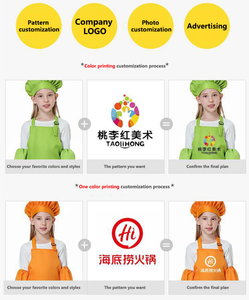 Delantal liso de poliéster personalizado para niños para cocina, ropa de pintura para hornear, sombrero y delantal de <span class=keywords><strong>Chef</strong></span> para niños de 3 a 12 años - Product Image 4