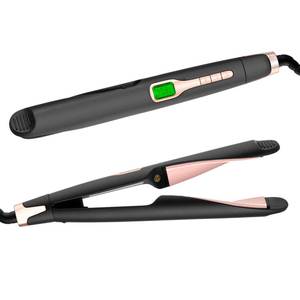 Plancha de Pelo Profesional 2 en 1, Alisadora y Rizador, Pantalla LCD, Iones Negativos, Calentamiento Rápido, Alimentación USB para Uso Doméstico - Product Image 1