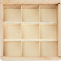 Petite boîte en bois non finie avec couvercle, boîtes de rangement à 9 compartiments, conteneur de perles avec couvercle transparent