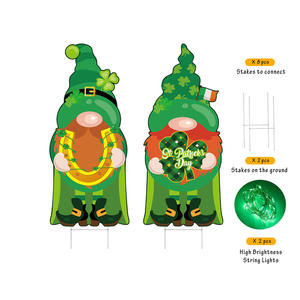 Panneau de jardin extérieur pour la Saint-Patrick avec lumières LED, décorant un lutin et un trèfle, parfait pour éclairer votre jardin - Product Image 5