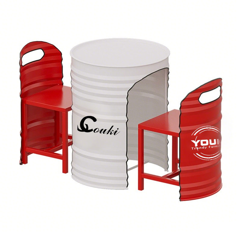 One table and two chairs