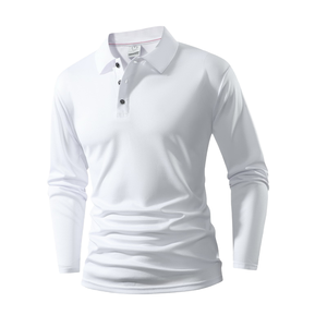 Polo de alta calidad para hombre para primavera Otoño Invierno manga larga Color sólido camiseta Top con solapa transpirable Casual - Product Image 4