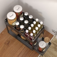 Étagère de Rangement en Plastique à 2 Niveaux pour Cuisine et Salle de Bain, Organisateur Sous Évier avec Panier