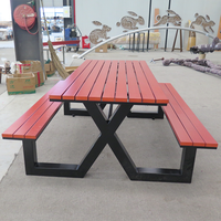 Banc de table en bois de jardin commercial extérieur personnalisé en usine ensemble extérieur rue publique Patio parc Table de pique-nique