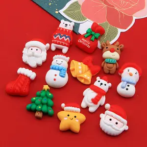 New design Snowman Tree star bell Christmas charms flat resin back DIY mini charms resin charms for jewelry making can add hook