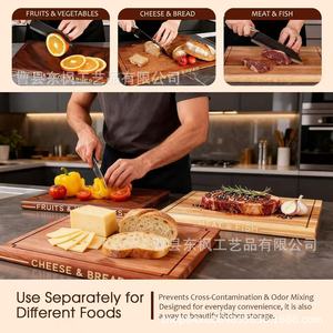 Wooden Book Shaped Cutting Board <b>Set</b> Acacia Wood 3 Piece Vertical Categorized For Kitchen Use - Product Image 2