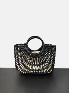 New Versatile Straw Woven Tote <b>Bag</b> with Top Layer Cowhide Hollow Out Summer Beach Vacation Handbag Casual <b>Boho</b> Chic Shoulder <b>Bag</b> - Product Image 1