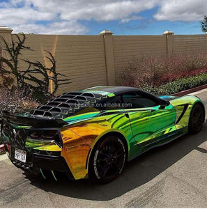 Stiker badan mobil hewan peliharaan hijau lapisan vinil hijau lapisan vinil hijau krom pelangi lapis listrik hijau keemasan mengkilat - Product Image 5