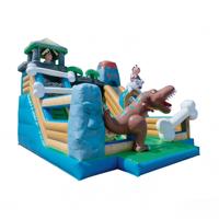   Structure de jeu combinée à thème dinosaure avec toboggan et parcours d'obstacles, aire de jeux d'aventure préhistorique multi-activités pour enfants, pour fêtes et usage commercial
