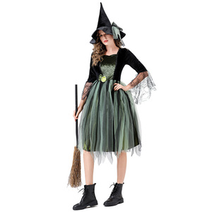 Disfraz de bruja, falda de tul verde oscuro, disfraz de Halloween para adultos, traje de fiesta para juegos de rol, talla M L XL - Product Image 1