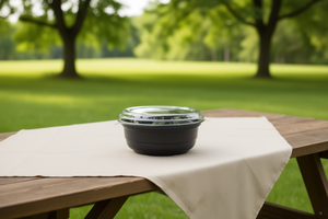 Ciotola per Insalata in PS Nero da 16oz con Coperchio Trasparente, Rotonda, Monouso, Moderna per Feste H-B500 - Product Image 2