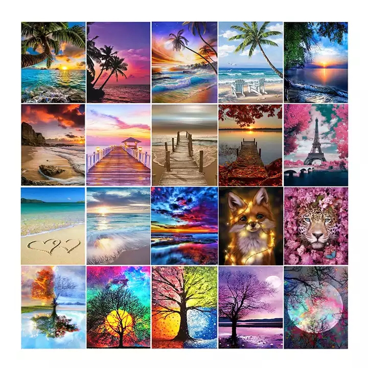 True manufacturer wholesale custom 5d diamond painting wall art home decor landscape paintings diy diamond painting kits