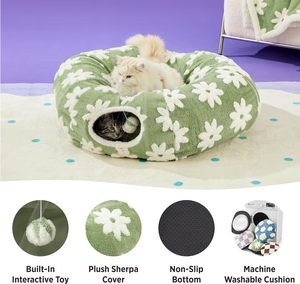 Hot Sale 2-in-1 <span class=keywords><strong>Indoor</strong></span> Multifunktion ale Plüsch Warm Faltbare Katzen nest Tunnel bett mit Box <span class=keywords><strong>Cat</strong></span> <span class=keywords><strong>Bed</strong></span> Cave - Product Image 4
