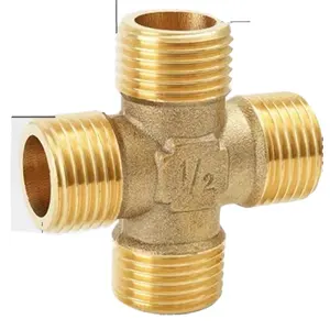 Brass Pipe Fitting Hexagonal Union Nipple Plug Blanking Elbow Equal 4 4 Way Male Thread Cross Joints Connections